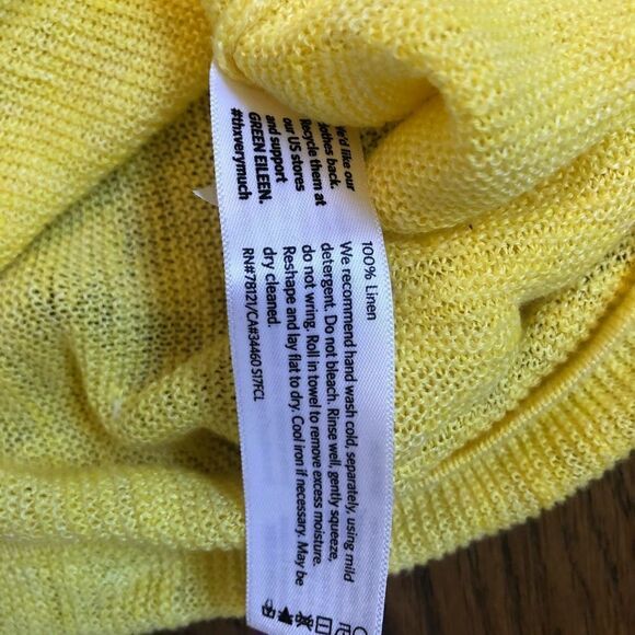 Eileen Fisher 100% Linen Sweater Melage Links V Neck Pullover asymmetrical - Picture 5 of 5